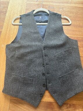 J. Crew Men's Herringbone Wool Vest - Dark Gray